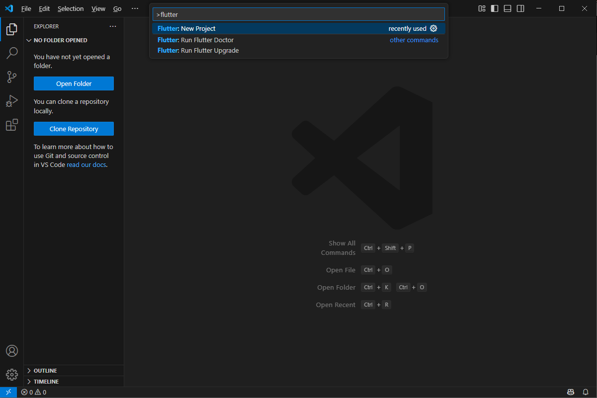 Create new Flutter project