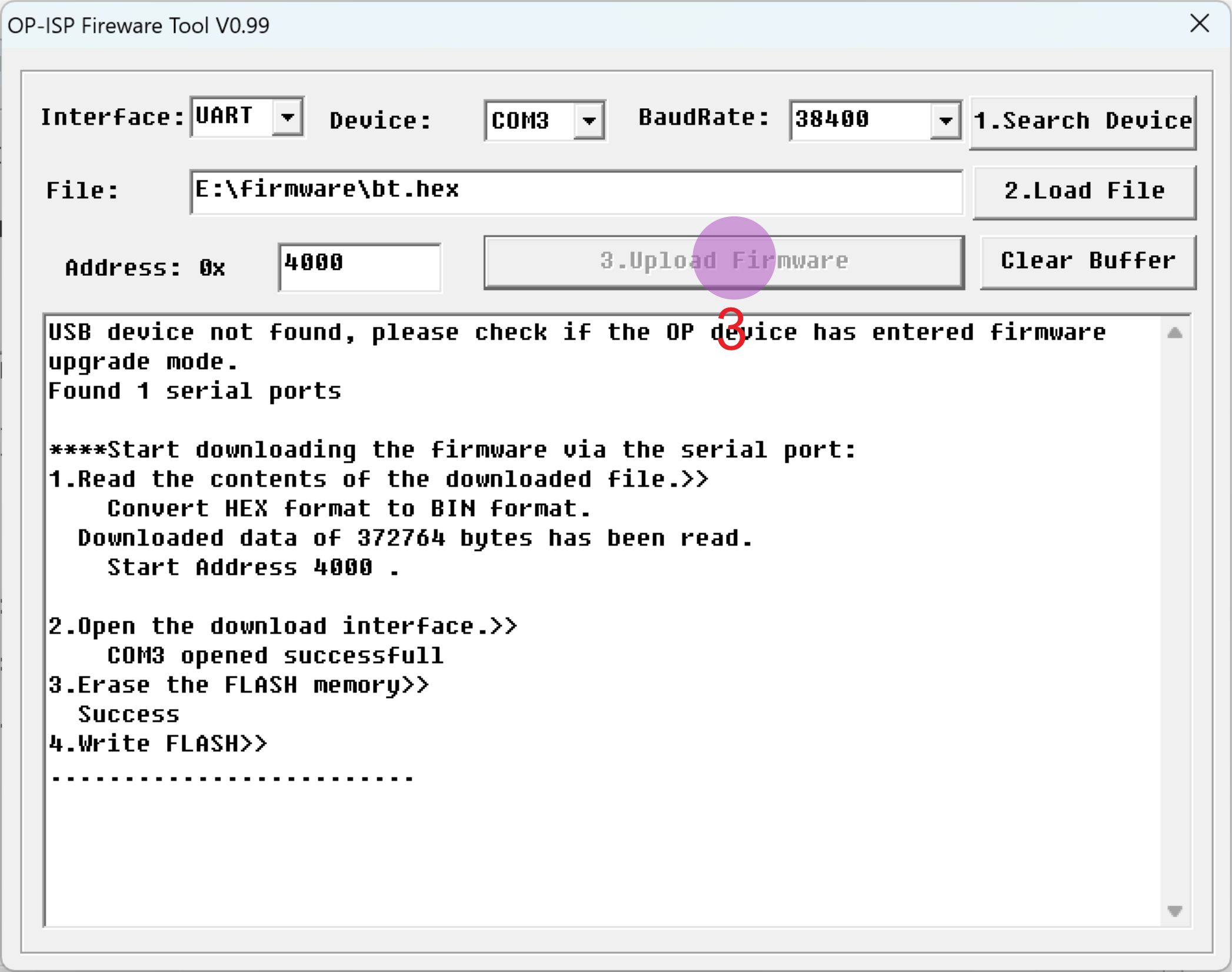 Firmware Tool Upload Firmware